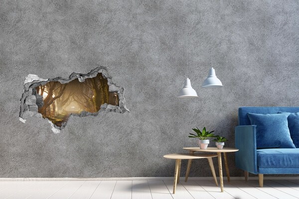 Autocollant à effet 3d trou Un chemin parmi les arbres