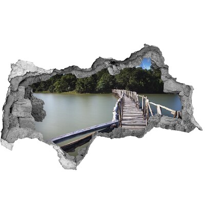 Autocollant à effet 3d trou Un pont au-dessus de l'eau