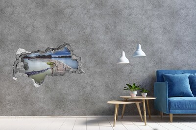 Sticker trou dans le mur Un pont sur l'eau