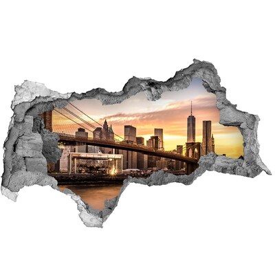 Autocollant mural trou Le pont de Brooklyn au coucher du soleil