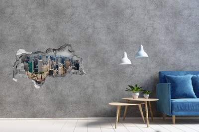 Sticker mural effet trou 3d Vue de New York