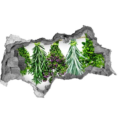 Autocollant à effet 3d trou Jardin d'herbes aromatiques caché dans un mur