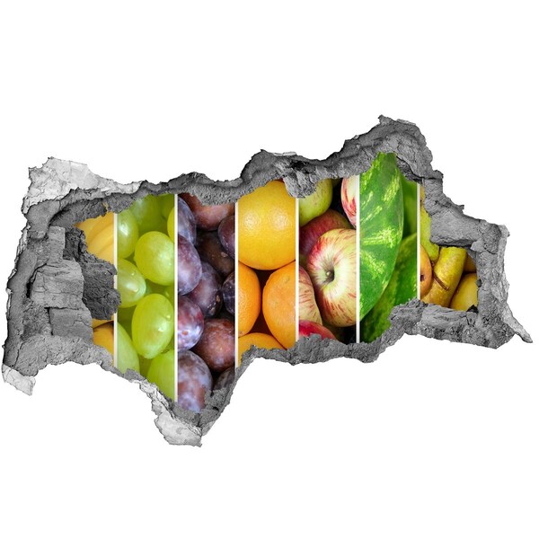 Autocollant à effet 3d trou Des fruits dans du béton