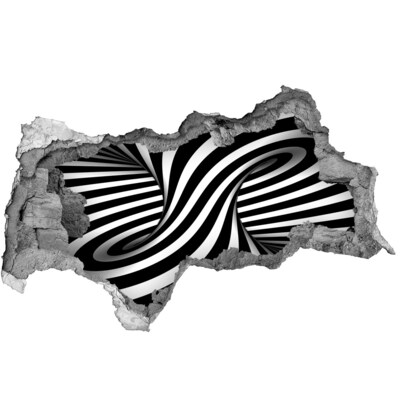 Sticker trou dans le mur Illusion d'optique en noir et blanc