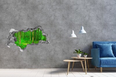 Autocollant mural trou Forêt verte dans un trou dans le mur