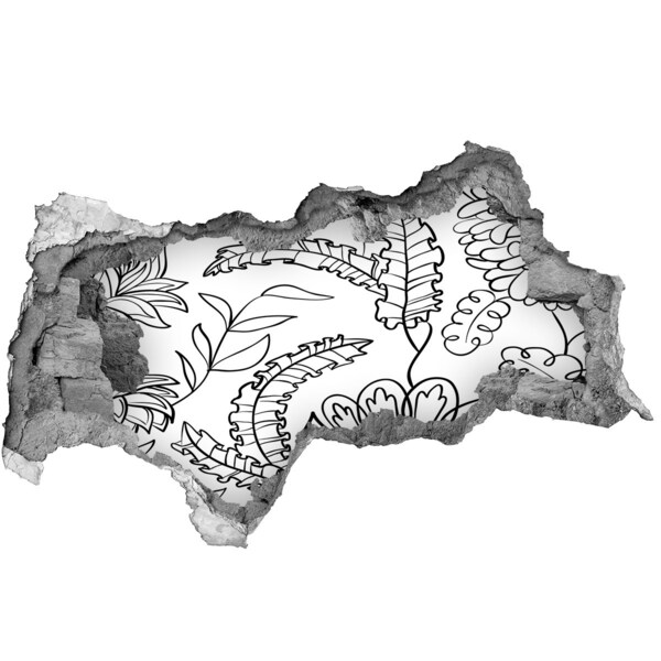 Autocollant à effet 3d trou Végétation tropicale dans un trou dans le mur