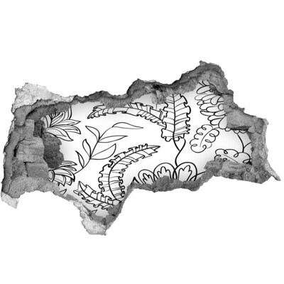 Autocollant à effet 3d trou Végétation tropicale dans un trou dans le mur