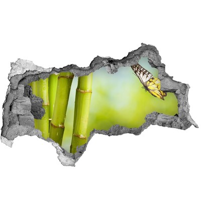 Sticker trou dans le mur Papillon dans le jardin de bambous