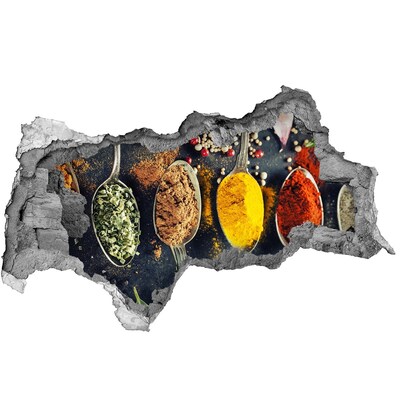 Sticker mural effet trou 3d Des épices colorées dans la cuisine