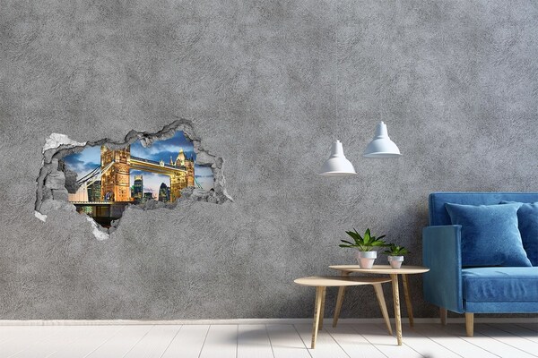 Sticker mural effet trou 3d Tower Bridge à Londres