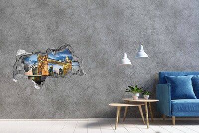Sticker mural effet trou 3d Tower Bridge à Londres