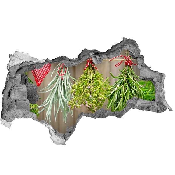 Sticker trou dans le mur jardin d'herbes aromatiques en ruines