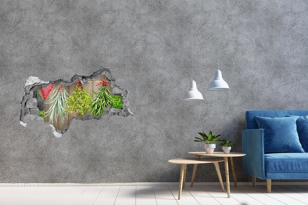 Sticker trou dans le mur jardin d'herbes aromatiques en ruines