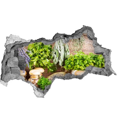 Sticker mural effet trou 3d Cuisine verte aux herbes aromatiques