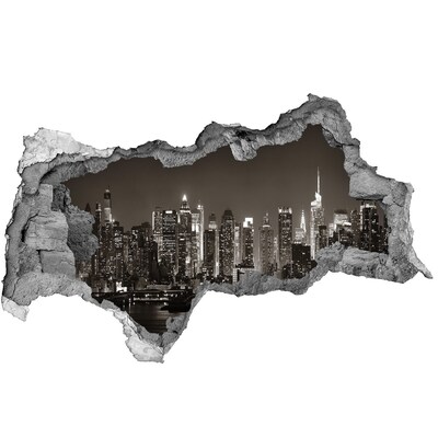 Sticker mural effet trou 3d La silhouette de New York la nuit