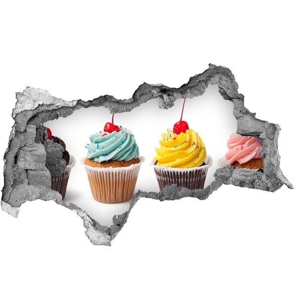 Autocollant mural trou De délicieux cupcakes dans un petit restaurant sans prétention.