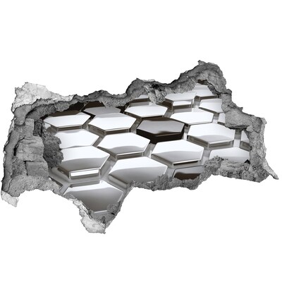 Sticker trou dans le mur Hexagones modernes en béton