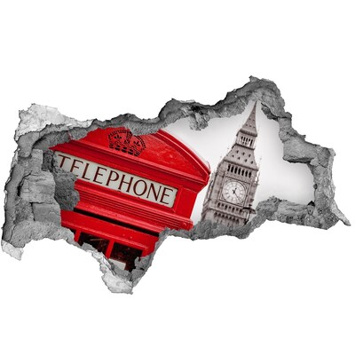 Autocollant mural trou Paysage londonien avec une cabine téléphonique