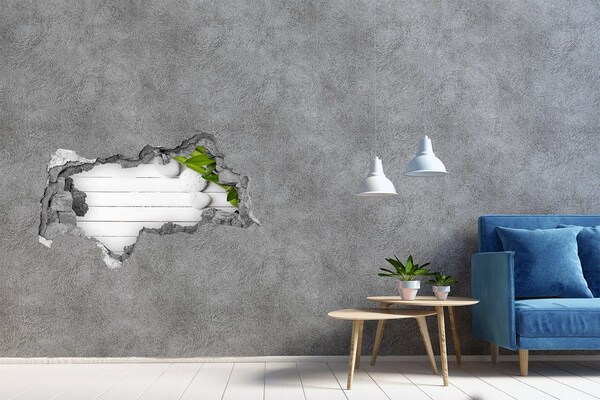 Sticker mural effet trou 3d Une oasis de verdure en béton