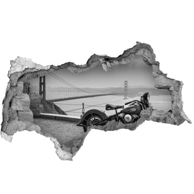 Sticker trou dans le mur Moto au Golden Gate Bridge