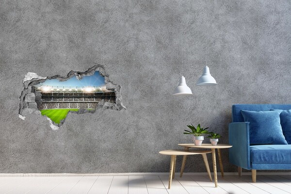 Sticker mural effet trou 3d Le stade de football en action