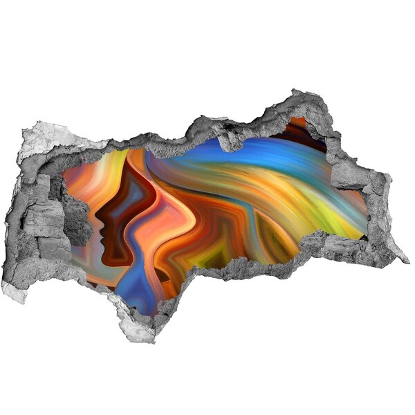 Sticker mural effet trou 3d Un paysage coloré dans un trou dans le mur