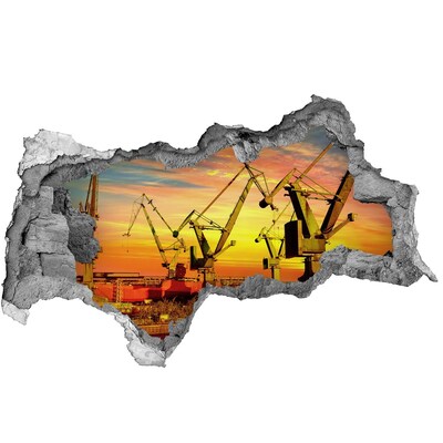 Autocollant à effet 3d trou Coucher de soleil sur le port