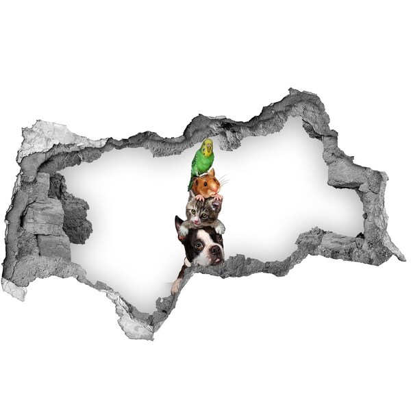 Autocollant mural trou Tour de l'amitié animale