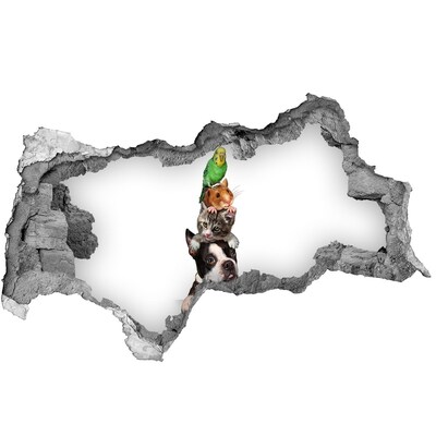 Autocollant mural trou Tour de l'amitié animale