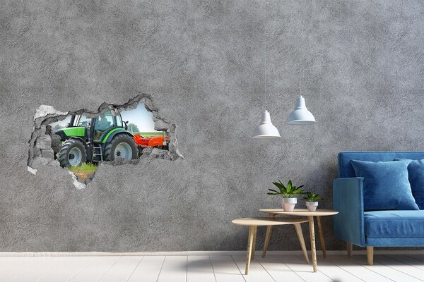 Sticker trou dans le mur Tracteur en action