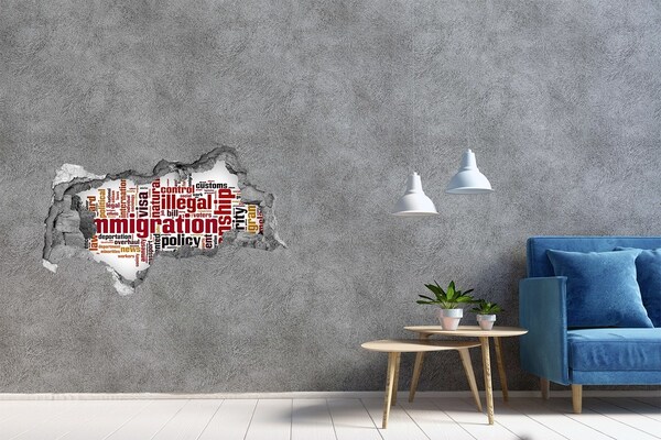 Sticker trou dans le mur politique migratoire