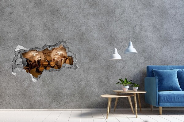 Autocollant à effet 3d trou Intérieur d'un chai avec des barriques