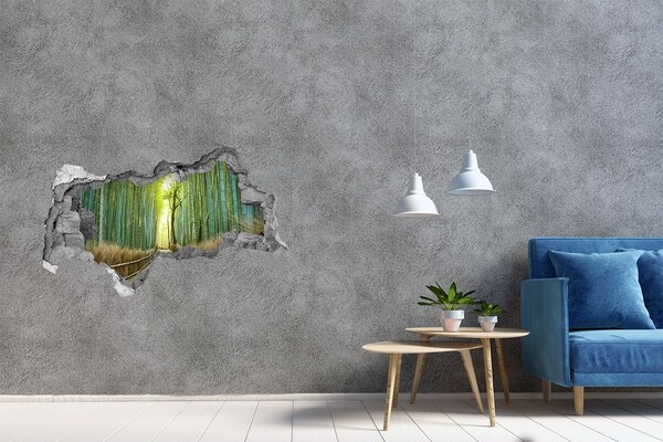Autocollant mural trou Forêt de bambous béton