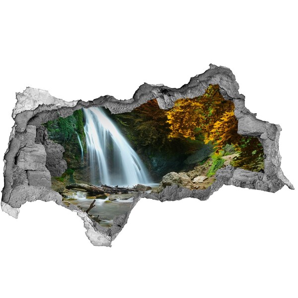 Autocollant mural trou Cascade dans la forêt béton