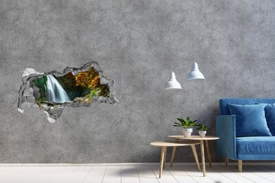 Autocollant mural trou Cascade dans la forêt béton