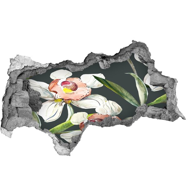 Sticker trou dans le mur Fleurs en béton