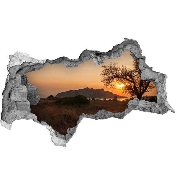 Autocollant mural trou Coucher de soleil béton