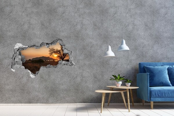 Autocollant mural trou Coucher de soleil béton