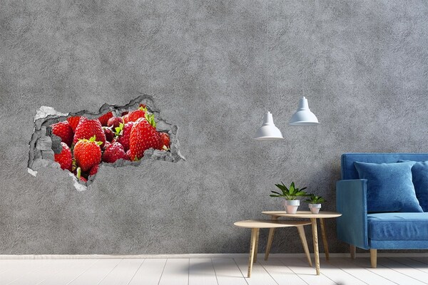 Autocollant mural trou champ de fraises