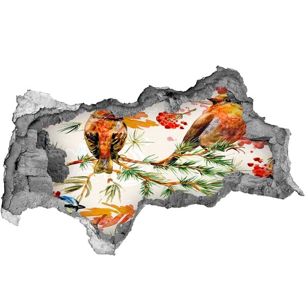 Autocollant mural trou Oiseaux dans un paysage forestier