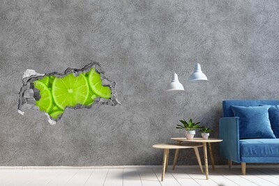 Autocollant à effet 3d trou Citron vert juteux dans un trou dans le mur