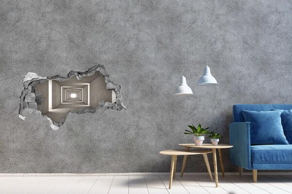 Sticker mural effet trou 3d couloir en béton vide