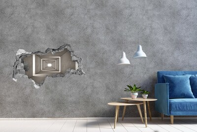 Sticker mural effet trou 3d couloir en béton vide