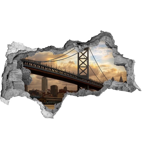 Sticker mural effet trou 3d Pont de Philadelphie