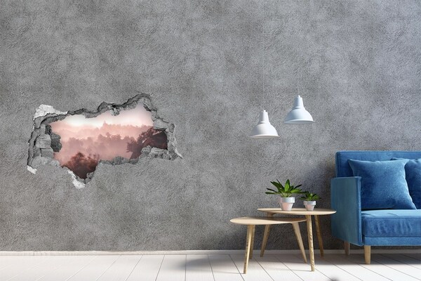 Sticker trou dans le mur Ballon au-dessus de la forêt béton