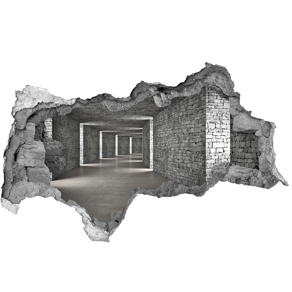 Autocollant à effet 3d trou Un mur en ruine donnant sur un espace vide