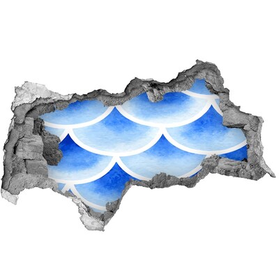 Autocollant à effet 3d trou Vagues d'eau dans un trou dans un mur