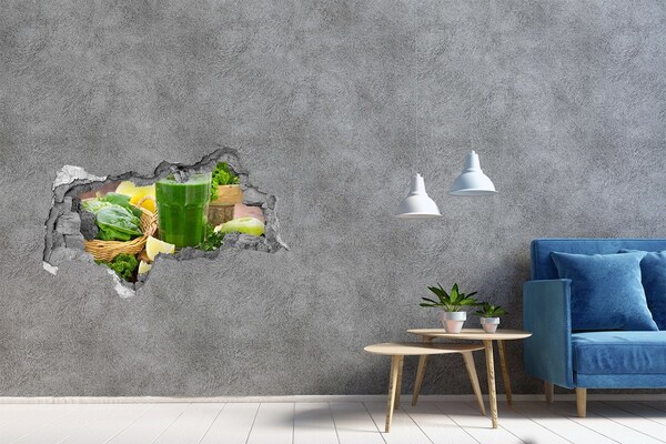 Sticker mural effet trou 3d Cocktail vert dans un cadre naturel