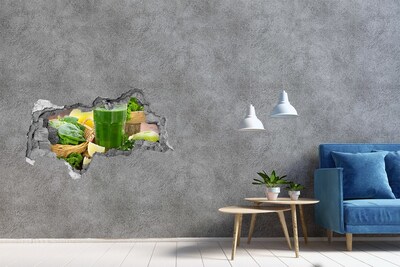 Sticker mural effet trou 3d Cocktail vert dans un cadre naturel