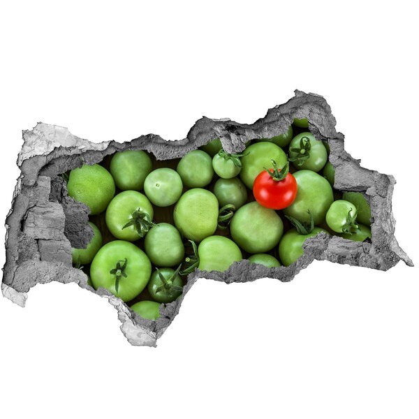 Sticker mural effet trou 3d Des fruits dans du béton